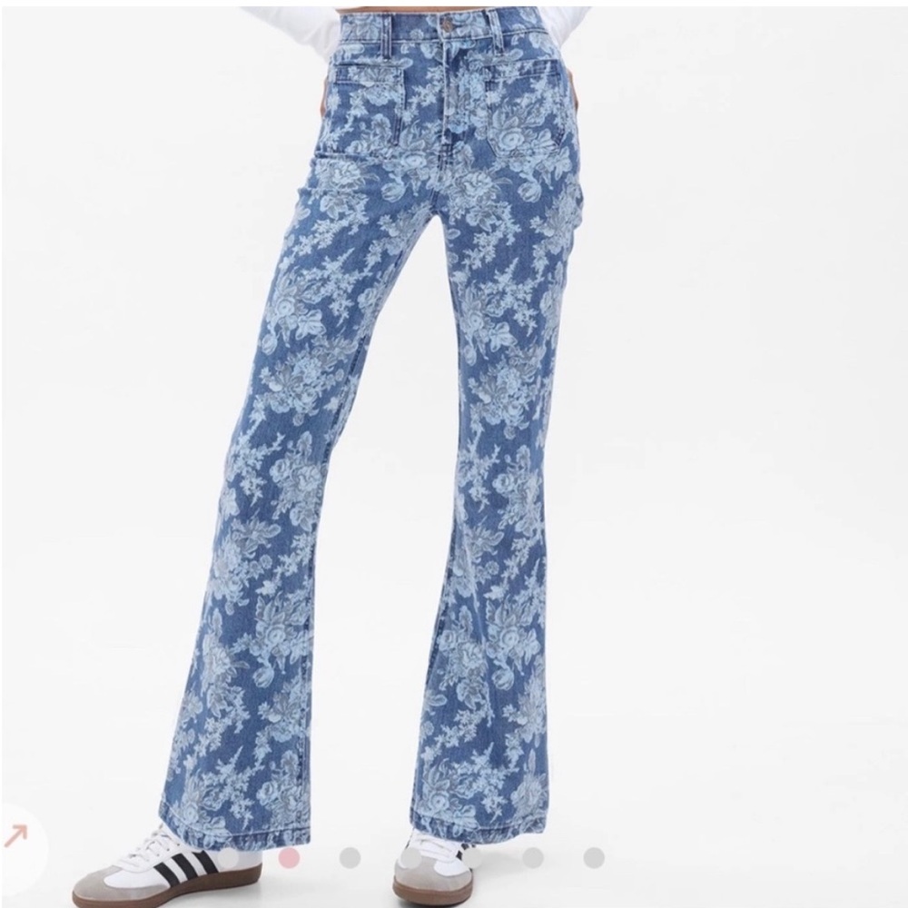 GAP Blue Floral Flare Jeans